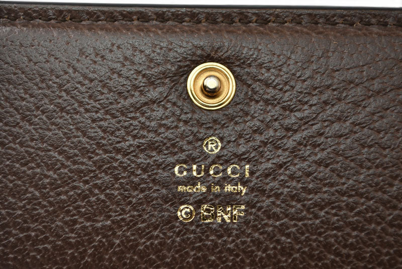 グッチ ミニ財布/二つ折り GUCCI 折財布 GGスプリーム ばなにゃプリント 701009 ベージュ【中古】