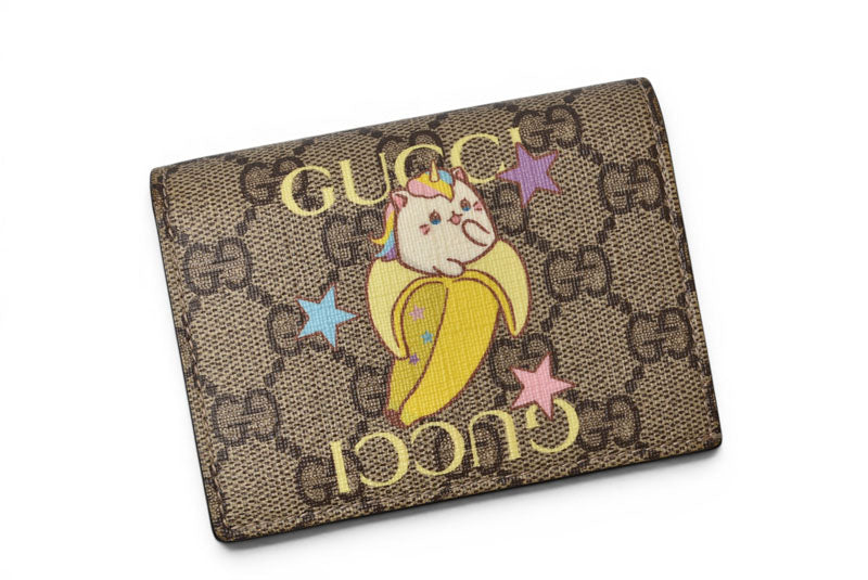 グッチ ミニ財布/二つ折り GUCCI 折財布 GGスプリーム ばなにゃプリント 701009 ベージュ【中古】