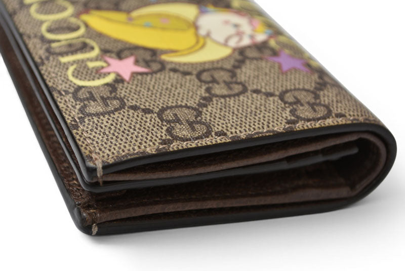グッチ ミニ財布/二つ折り GUCCI 折財布 GGスプリーム ばなにゃプリント 701009 ベージュ【中古】