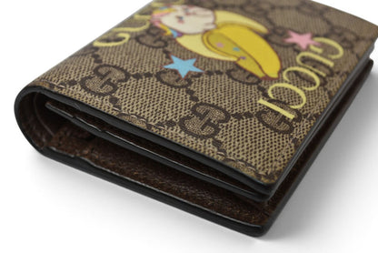 グッチ ミニ財布/二つ折り GUCCI 折財布 GGスプリーム ばなにゃプリント 701009 ベージュ【中古】