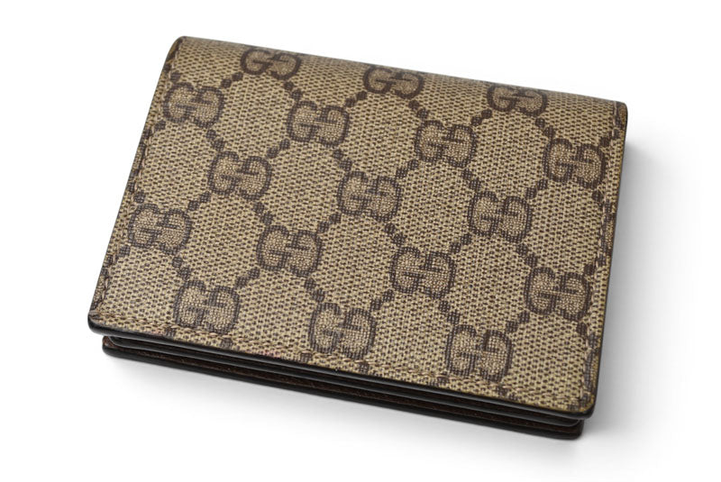 グッチ ミニ財布/二つ折り GUCCI 折財布 GGスプリーム ばなにゃプリント 701009 ベージュ【中古】