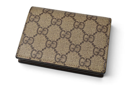 グッチ ミニ財布/二つ折り GUCCI 折財布 GGスプリーム ばなにゃプリント 701009 ベージュ【中古】