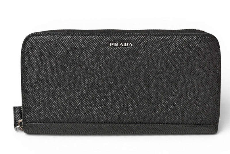 プラダ アウトレット 財布 メンズ PRADA 長財布/ラウンドファスナー SAFFIANO/サフィアノ ブラック 2ML317【中古】