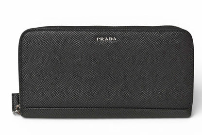 プラダ アウトレット 財布 メンズ PRADA 長財布/ラウンドファスナー SAFFIANO/サフィアノ ブラック 2ML317【中古】