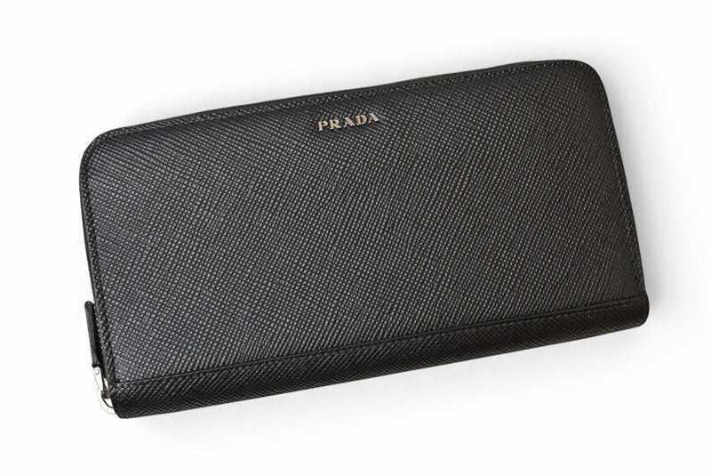プラダ アウトレット 財布 メンズ PRADA 長財布/ラウンドファスナー SAFFIANO/サフィアノ ブラック 2ML317【中古】