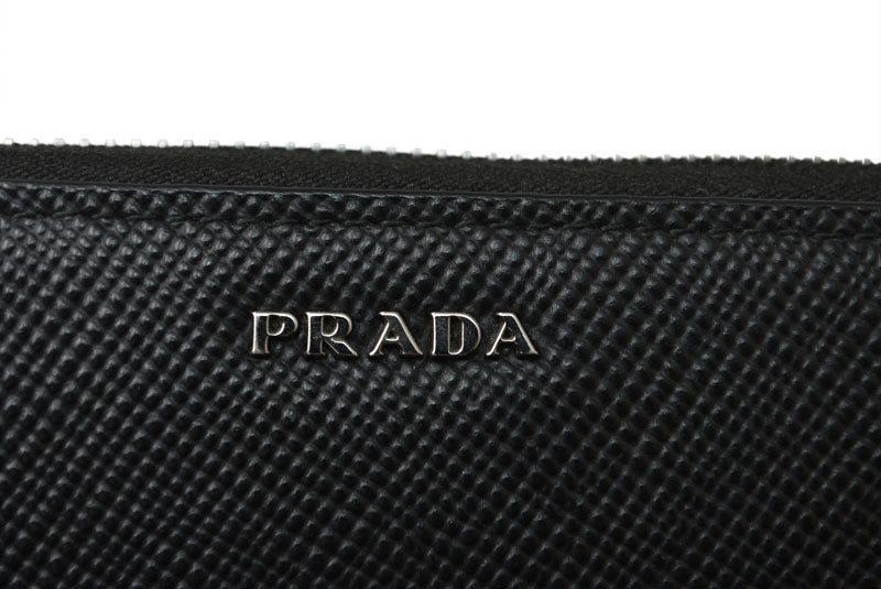 プラダ アウトレット 財布 メンズ PRADA 長財布/ラウンドファスナー SAFFIANO/サフィアノ ブラック 2ML317【中古】