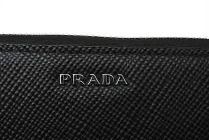 プラダ アウトレット 財布 メンズ PRADA 長財布/ラウンドファスナー SAFFIANO/サフィアノ ブラック 2ML317【中古】