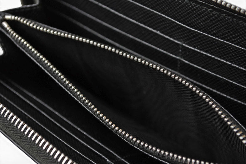 プラダ アウトレット 財布 メンズ PRADA 長財布/ラウンドファスナー SAFFIANO/サフィアノ ブラック 2ML317【中古】