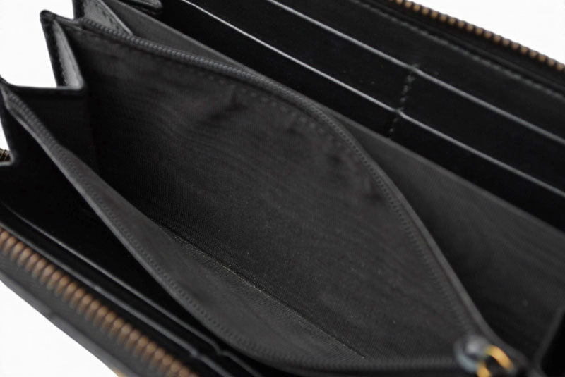 グッチ 財布 GUCCI 長財布/GGマーモント ラウンドファスナー 443123 レザー ブラック 【中古】