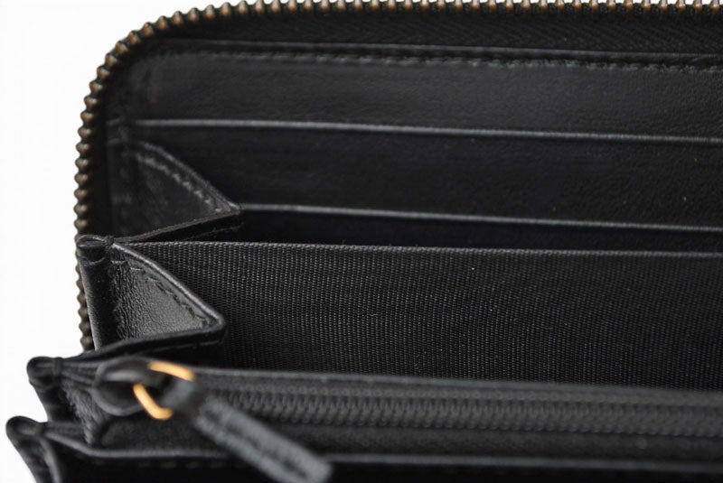 グッチ 財布 GUCCI 長財布/GGマーモント ラウンドファスナー 443123 レザー ブラック 【中古】