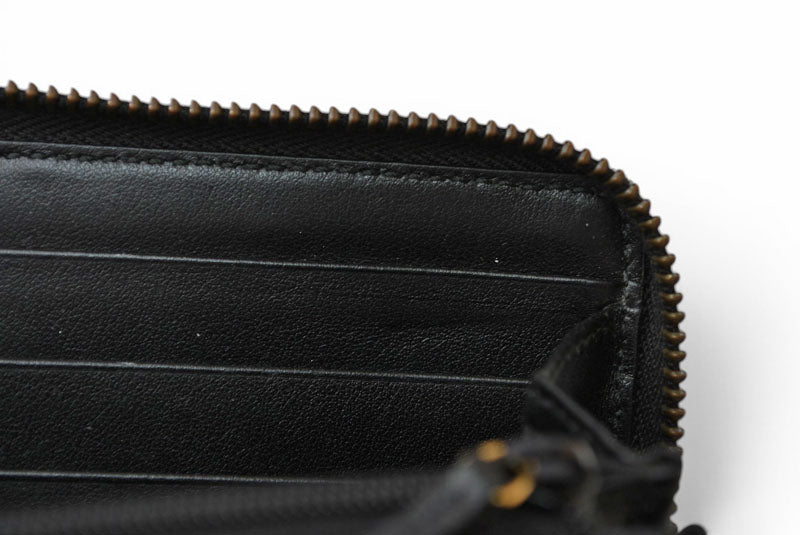グッチ 財布 GUCCI 長財布/GGマーモント ラウンドファスナー 443123 レザー ブラック 【中古】
