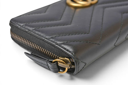 グッチ 財布 GUCCI 長財布/GGマーモント ラウンドファスナー 443123 レザー ブラック 【中古】