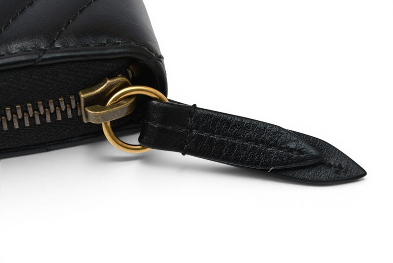 グッチ 財布 GUCCI 長財布/GGマーモント ラウンドファスナー 443123 レザー ブラック 【中古】