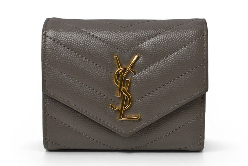 サンローランパリ 財布 SAINT LAURENT PARIS 三つ折り財布 マルチフォールドウォレット 692061 YSL キルティング グレー【中古】