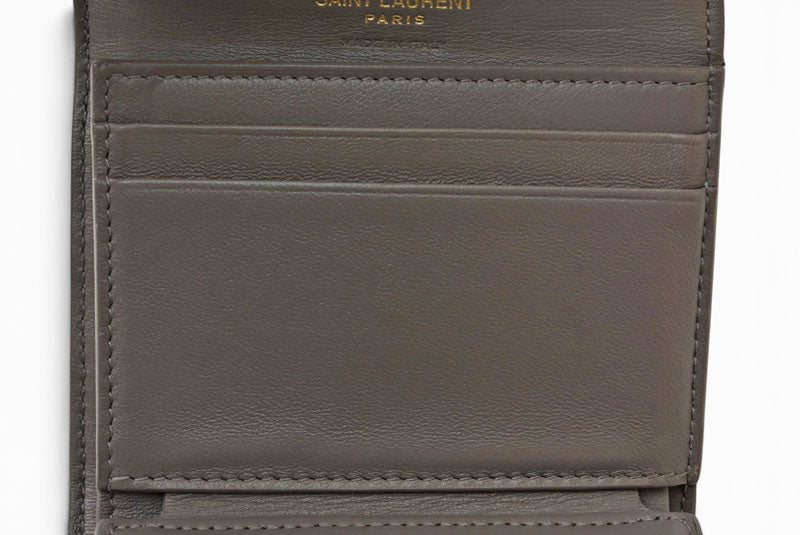 サンローランパリ 財布 SAINT LAURENT PARIS 三つ折り財布 マルチフォールドウォレット 692061 YSL キルティング グレー【中古】