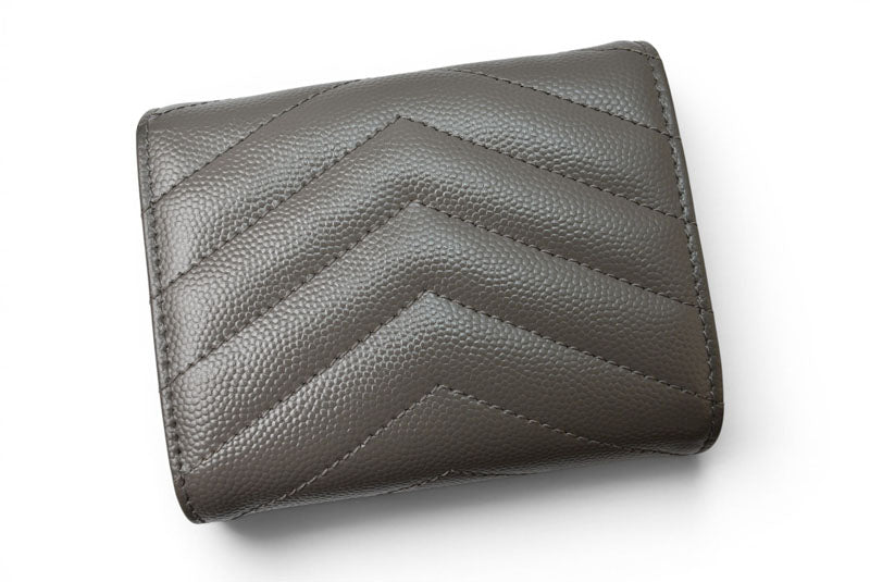 サンローランパリ 財布 SAINT LAURENT PARIS 三つ折り財布 マルチフォールドウォレット 692061 YSL キルティング グレー【中古】