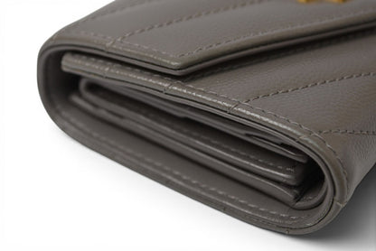 サンローランパリ 財布 SAINT LAURENT PARIS 三つ折り財布 マルチフォールドウォレット 692061 YSL キルティング グレー【中古】