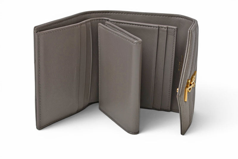 サンローランパリ 財布 SAINT LAURENT PARIS 三つ折り財布 マルチフォールドウォレット 692061 YSL キルティング グレー【中古】