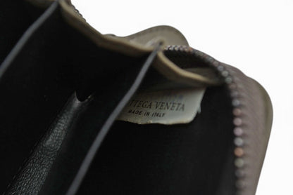 ボッテガヴェネタ カードケース/コインケース BOTTEGA VENETA ミニ財布 イントレチャート レザー カーキグレー 114075【中古】