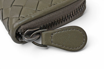 ボッテガヴェネタ カードケース/コインケース BOTTEGA VENETA ミニ財布 イントレチャート レザー カーキグレー 114075【中古】