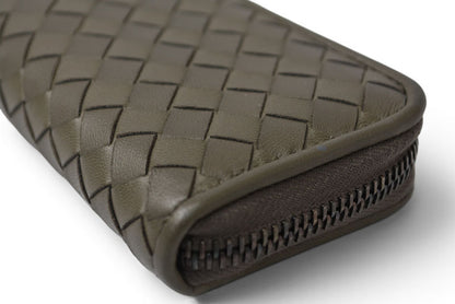 ボッテガヴェネタ カードケース/コインケース BOTTEGA VENETA ミニ財布 イントレチャート レザー カーキグレー 114075【中古】