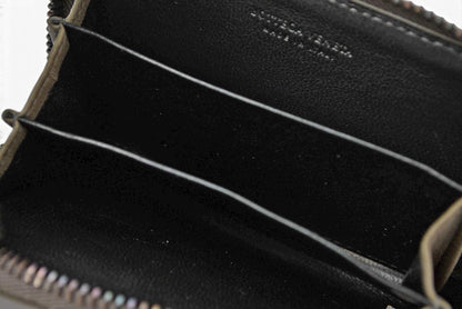 ボッテガヴェネタ カードケース/コインケース BOTTEGA VENETA ミニ財布 イントレチャート レザー カーキグレー 114075【中古】