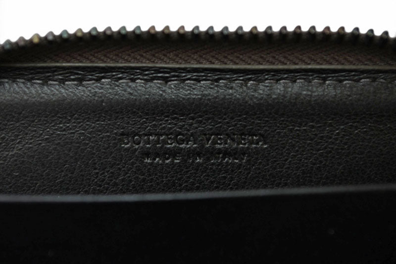 ボッテガヴェネタ カードケース/コインケース BOTTEGA VENETA ミニ財布 イントレチャート レザー カーキグレー 114075【中古】