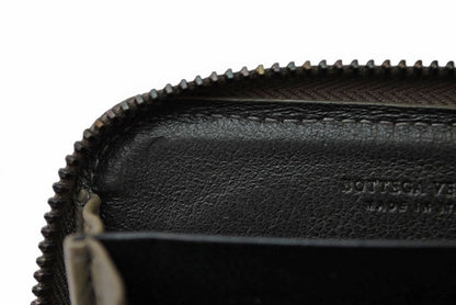 ボッテガヴェネタ カードケース/コインケース BOTTEGA VENETA ミニ財布 イントレチャート レザー カーキグレー 114075【中古】