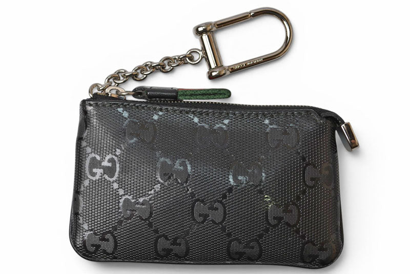 グッチ キーケース/コインケース/キーリング付小物入れ GUCCI GGインプリメ PVC ブラック 269361【中古】