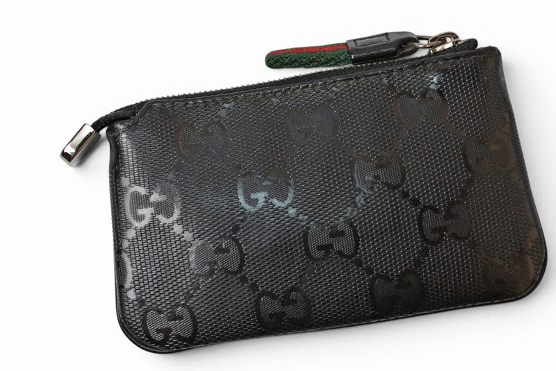 グッチ キーケース/コインケース/キーリング付小物入れ GUCCI GGインプリメ PVC ブラック 269361【中古】
