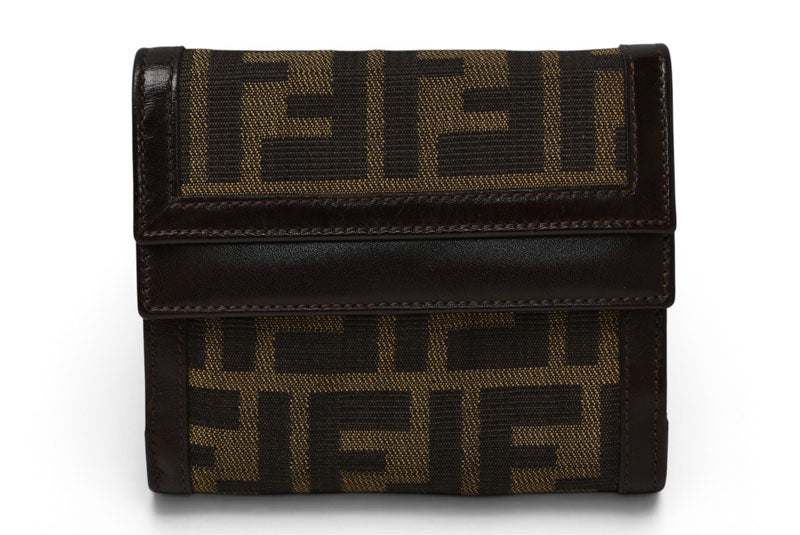 フェンディ 財布/三つ折り FENDI 折財布 ZUCCA/ズッカ柄 ブラウン【中古】