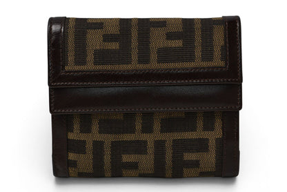 フェンディ 財布/三つ折り FENDI 折財布 ZUCCA/ズッカ柄 ブラウン【中古】