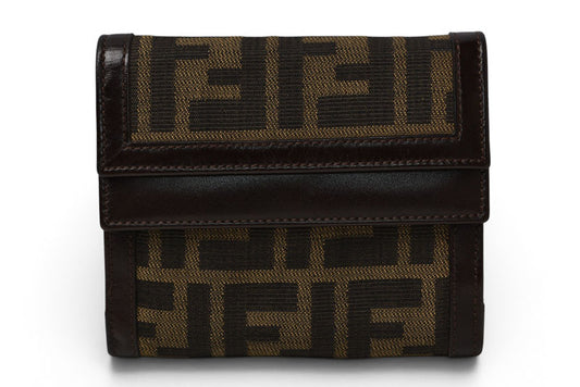 フェンディ 財布/三つ折り FENDI 折財布 ZUCCA/ズッカ柄 ブラウン【中古】