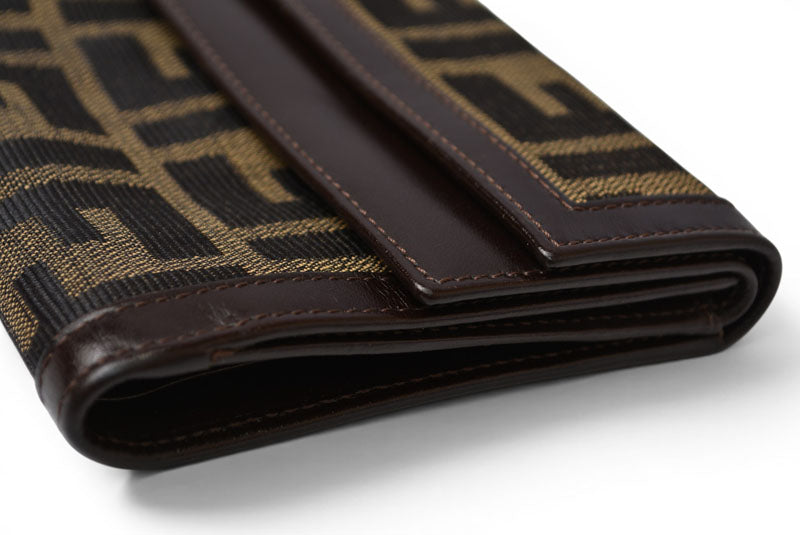 フェンディ 財布/三つ折り FENDI 折財布 ZUCCA/ズッカ柄 ブラウン【中古】