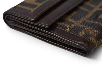フェンディ 財布/三つ折り FENDI 折財布 ZUCCA/ズッカ柄 ブラウン【中古】