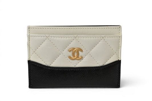 シャネル カードケース/名刺入れ CHANEL ガブリエル キルティング ラムスキン/カーフスキン ホワイト/ブラック【中古】