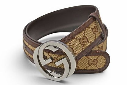 グッチ ベルト ユニセックス GUCCI GGバックル GGブラウン/ベージュ 114876 サイズ85 アパレル【中古】