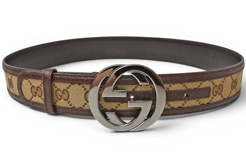 グッチ ベルト ユニセックス GUCCI GGバックル GGブラウン/ベージュ 114876 サイズ85 アパレル【中古】