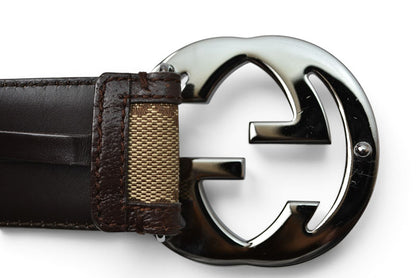 グッチ ベルト ユニセックス GUCCI GGバックル GGブラウン/ベージュ 114876 サイズ85 アパレル【中古】