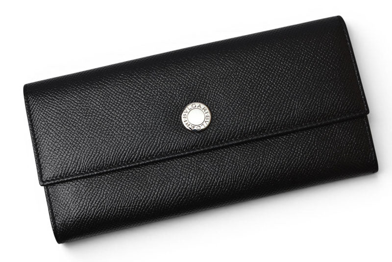 ブルガリ クラシコ BVLGARI 二つ折り 長財布 グレインレザー ブラック シルバー金具 20911【中古】