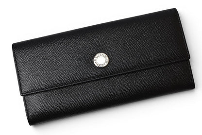 ブルガリ クラシコ BVLGARI 二つ折り 長財布 グレインレザー ブラック シルバー金具 20911【中古】
