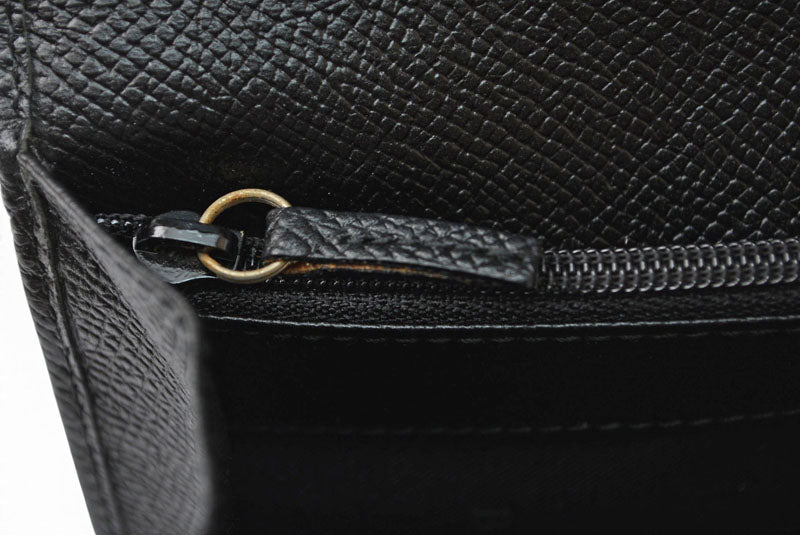 ブルガリ クラシコ BVLGARI 二つ折り 長財布 グレインレザー ブラック シルバー金具 20911【中古】