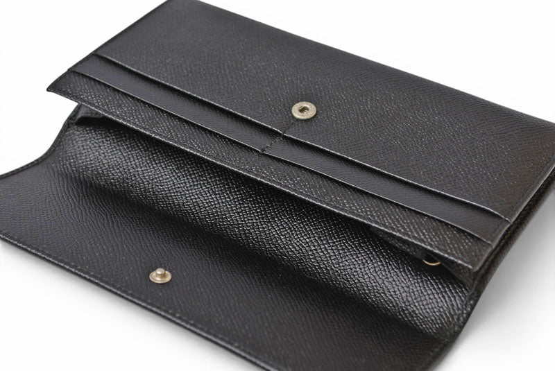 ブルガリ クラシコ BVLGARI 二つ折り 長財布 グレインレザー ブラック シルバー金具 20911【中古】