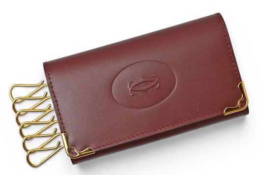 カルティエ キーケース/キーホルダー ヴィンテージ Cartier 6連 マスト ドゥ カルティエ ボルドー 2Cロゴ L300092 【中古】