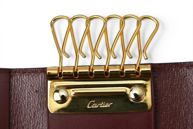 カルティエ キーケース/キーホルダー ヴィンテージ Cartier 6連 マスト ドゥ カルティエ ボルドー 2Cロゴ L300092 【中古】