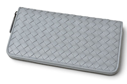 ボッテガヴェネタ 未使用 財布 BOTTEGA VENETA 長財布/ラウンドファスナー式 イントレチャート アイスブルー【中古】