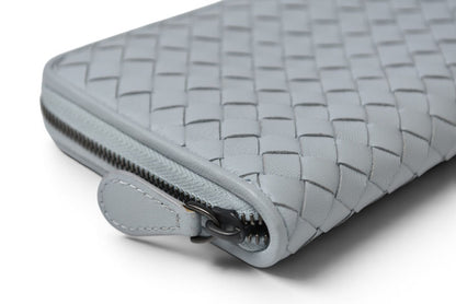 ボッテガヴェネタ 未使用 財布 BOTTEGA VENETA 長財布/ラウンドファスナー式 イントレチャート アイスブルー【中古】