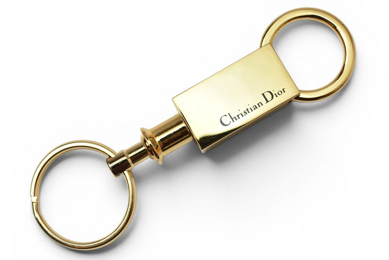 クリスチャンディオール キーホルダー/バッグチャーム/キーリング Christian Dior ロゴプレート ゴールド ヴィンテージ メンズ レディース【中古】