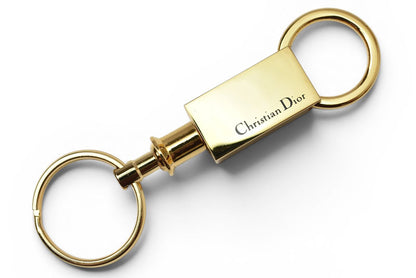 クリスチャンディオール キーホルダー/バッグチャーム/キーリング Christian Dior ロゴプレート ゴールド ヴィンテージ メンズ レディース【中古】