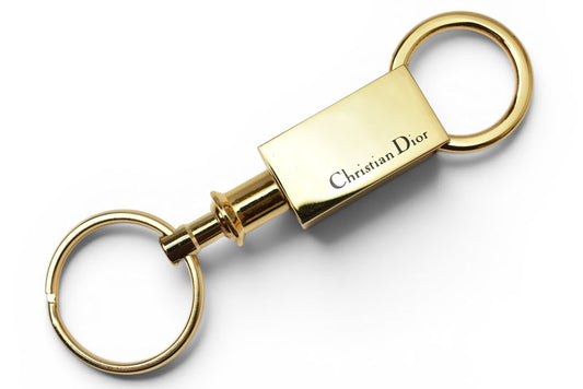 クリスチャンディオール キーホルダー/バッグチャーム/キーリング Christian Dior ロゴプレート ゴールド ヴィンテージ メンズ レディース【中古】
